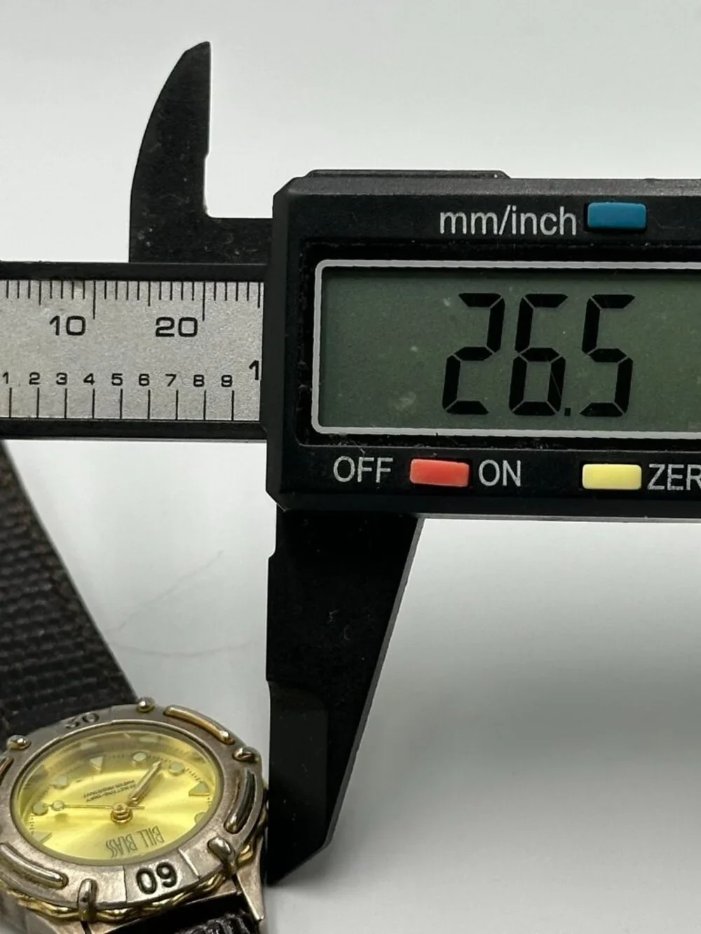3/$30 Vintage Bill Blass Watch Women Silver Tone Gold Dial Leather Band 7.5